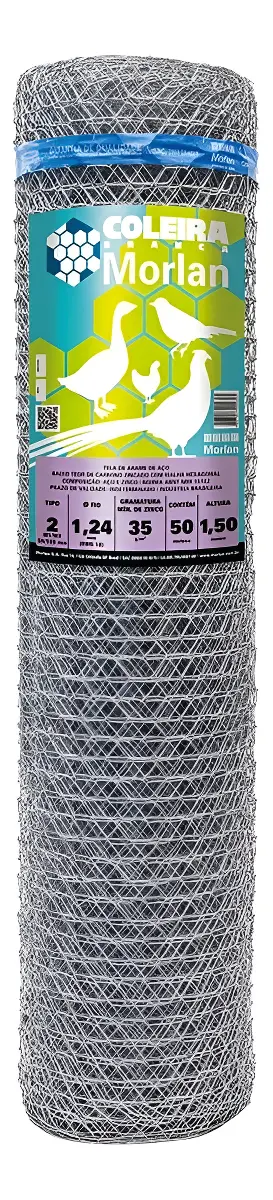 Tela Galinheiro Morlan Aço Zincado 2x18x1,50m 50m